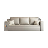 Convertible Bed Full Sleeper Sofa Leath-aire Upholstered Storage with Speaker Beige