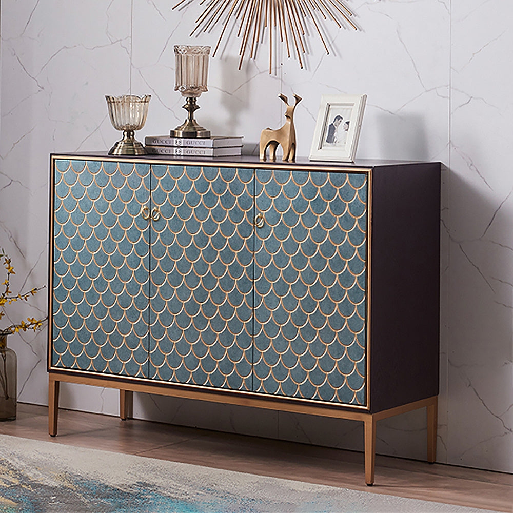 Modern Cabinet Scale Patterned Sideboard Buffet with Doors & Shelves 47.2"W x 15.7"D x 36.2"H