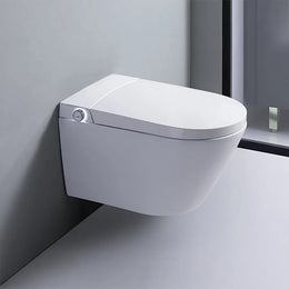 White Elongated Smart One-Piece Wall Mounted Automatic Toilet with In-Wall Tank White