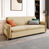 Full Sleeper Sofa Upholstered Convertible Sofa Bed with Storage Beige