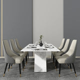 Luxury White Dining Table with Sintered Stone Steel Base Golden 70.9"W x 35.4"D x 29.5"H