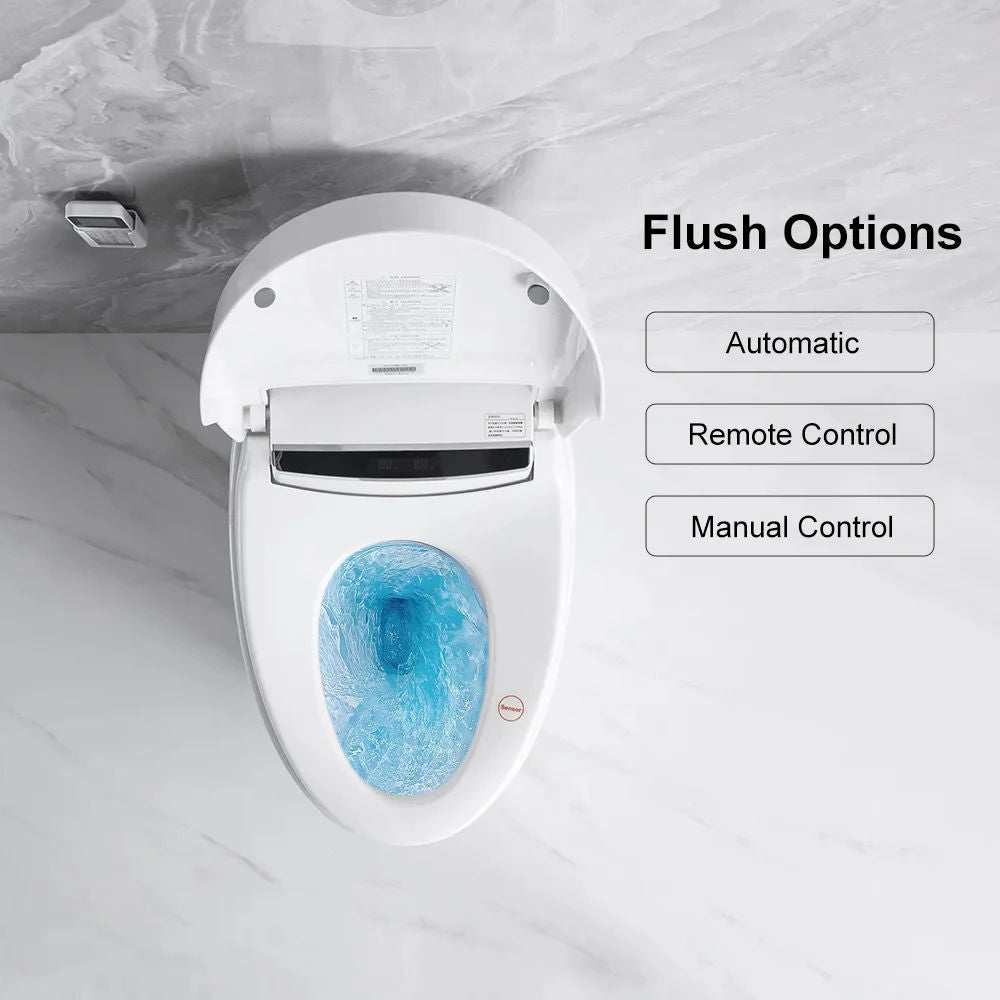 Modern Smart One-Piece 1.27 GPF Floor Mounted Elongated Toilet and Bidet with Seat White