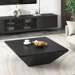 Modern Black Square Coffee Table With Drawer - Fully Assembled Black