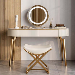 Get Ready With Our Modern Makeup Vanity Table Set - Shop Now! Khaki