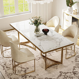 Modern Luxury Marble Rectangular Dining Table White