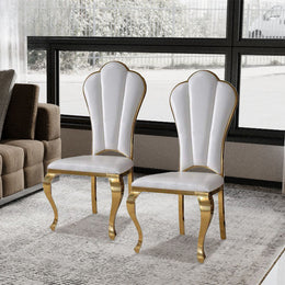 Dining Chair Set Of 2 - Mid Century Style | Fully-Assembled White