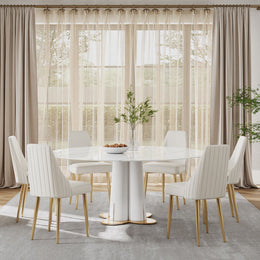 Luxury French Round Dining Table For 4 To 6 White