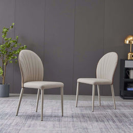Buy Modern Beige Pu Leather Dining Chairs | Free Shipping | Set Of 2 Beige