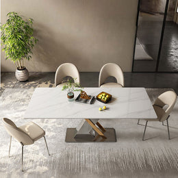 Affordable White Dining Table With Stainless Steel Base - Buy Now! White