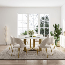 Sintered Stone Round Dining Table With Three Legs White
