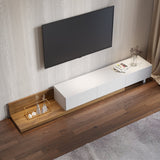 Kayla Rectangle Wood Extendable TV Stand & Media Console with 3-Drawer White & Walnut