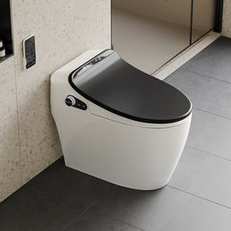 Modern Smart One-Piece 1.27 GPF Floor Mounted Elongated Toilet and Bidet with Seat Black