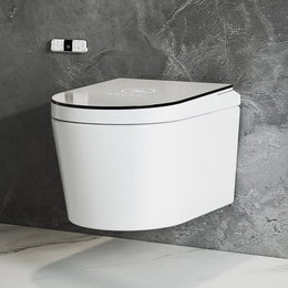 Modern Smart One-Piece Wall-Mounted Elongated Automatic Toilet and Bidet with Seat White