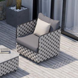 Martic 27.6" Wide Modern Aluminum & Rope Outdoor Patio Sofa with Cushion in Gray Gray