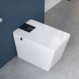 Smart One-Piece Floor Square Toilet with Remote Control and Automatic Cover White