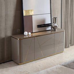 Janice Gray Sideboard Buffet with Drawer & Shelves Gold Sideboard Cabinet Gold & Gray