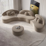 Modern Curved Sectional Modular Sofa Velvet Upholstery for Living Room Khaki