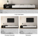 Quoint Modern TV Stand Retracted & Extendable 3-Drawer Media Console White & Black