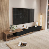 Quoint Modern TV Stand Retracted & Extendable 3-Drawer Media Console Black & Walnut