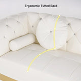 Dodiy Modern L-Shaped White Corner Sectional Sofa 5-Seater Loveseat with Chaise Pillows Right-Hand Facing