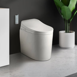 Small Size Smart Toilet One-Piece Elongated Floor Mounted Automatic Toilet Self-Clean White
