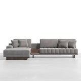 L-Shaped Modular Sectional Sofa Channel Tufted Chaise with Ottoman & Storage Gray