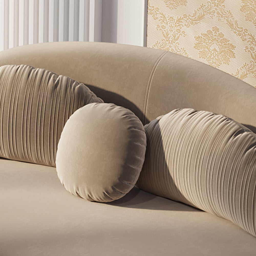 Modern Curved Sectional Modular Sofa Velvet Upholstery for Living Room Khaki