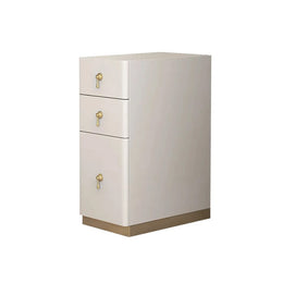 3-Drawer Modern Nightstand Narrow Bedside Table with Faux Leather Upholstery Off-White
