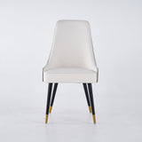 Modern High Back Faux Leather & Bent Board Upholstered Dining Chair Side Chair White
