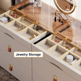 Modern Glass Champagne Dresser 6 Drawer Closet Island with Jewelry Display Storage Champagne