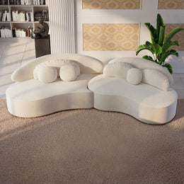 Modern Curved Sectional Modular Sofa Velvet Upholstery for Living Room Beige