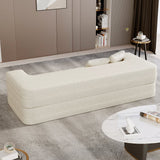 Modern Folding Sofa Bed Leath-Aire Upholstered Full Sleeper Beige