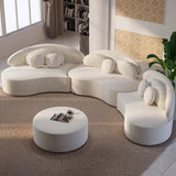 Modern Curved Sectional Modular Sofa Velvet Upholstery for Living Room Beige