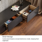 Kayla Rectangle Wood Extendable TV Stand & Media Console with 3-Drawer Black & Walnut