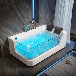 Acrylic LED Whirlpool & Water Massage Bathtub Decoration Transparent in White 110V Wiring