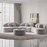 Modern Curved Sectional Modular Sofa Velvet Upholstery for Living Room Light Gray