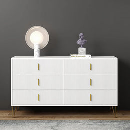 White Dresser with 6-Drawers Modern Buffet Cabinet with Storage White