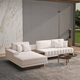 L-Shaped Modular Sectional Sofa Channel Tufted Chaise with Ottoman & Storage Off-White