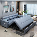 Full Sleeper Convertible Sofa with Storage & Pockets Sofa Bed Blue