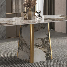 Rectangle Contemporary Sintered Stone Dining Table for 8 Seaters Pandora & Gold