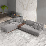 L-Shaped Modular Sectional Sofa Channel Tufted Chaise with Ottoman & Storage Gray