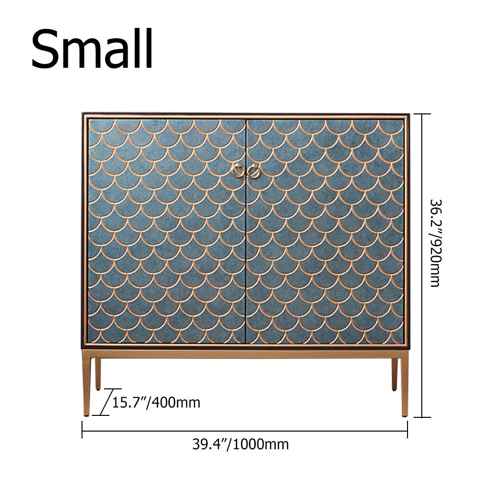 Modern Cabinet Scale Patterned Sideboard Buffet with Doors & Shelves 39.4"W x 15.7"D x 36.2"H