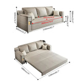 Convertible Bed Full Sleeper Sofa Leath-aire Upholstered Storage with Speaker Beige
