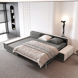 Doart Cotton & Linen Convertible Sleeper Modern Corner Modular Sectional Sofa L-Shaped 4-Seater Sleeper Sofa