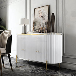 Yelly Modern Marble Top Buffet & Sideboard Doors & Drawers & Shelves White