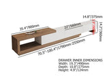Quoint Modern TV Stand Retracted & Extendable 3-Drawer Media Console White & Walnut