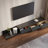 Kayla Rectangle Wood Extendable TV Stand & Media Console with 3-Drawer Black
