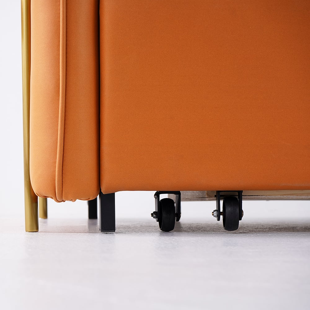 Full Sleeper Sofa Upholstered Convertible Sofa Bed with Storage Orange