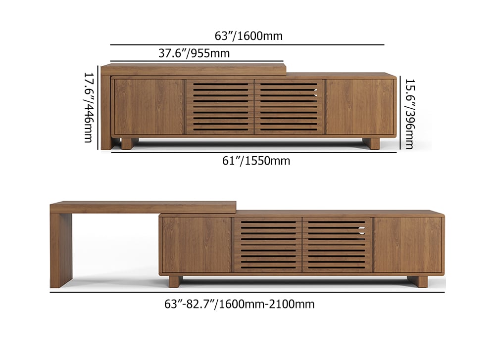 63" to 83" Retracted & Extendable TV Stand with 4 Shelves Up to 85" Walnut