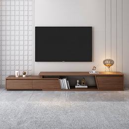 Fero Minimalist Rectangle Extendable TV Stand with 3 Drawers Up to 120" Walnut